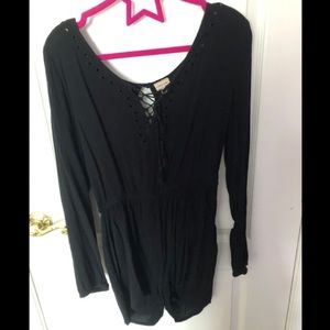 Black long-sleeved romper
